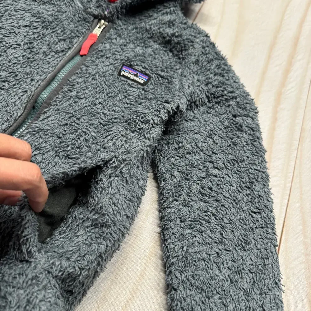 Patagonia Los Gatos Hoody Girls XS 5-6 Sherpa Pile Fleece Jacket Forge Gray